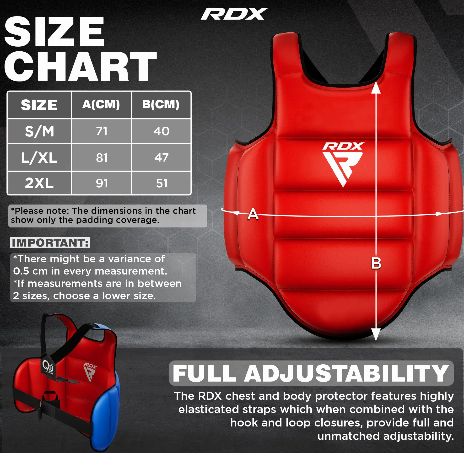 RDX Protector de pecho reversible boxeo kickboxing Muay Thai ajustable