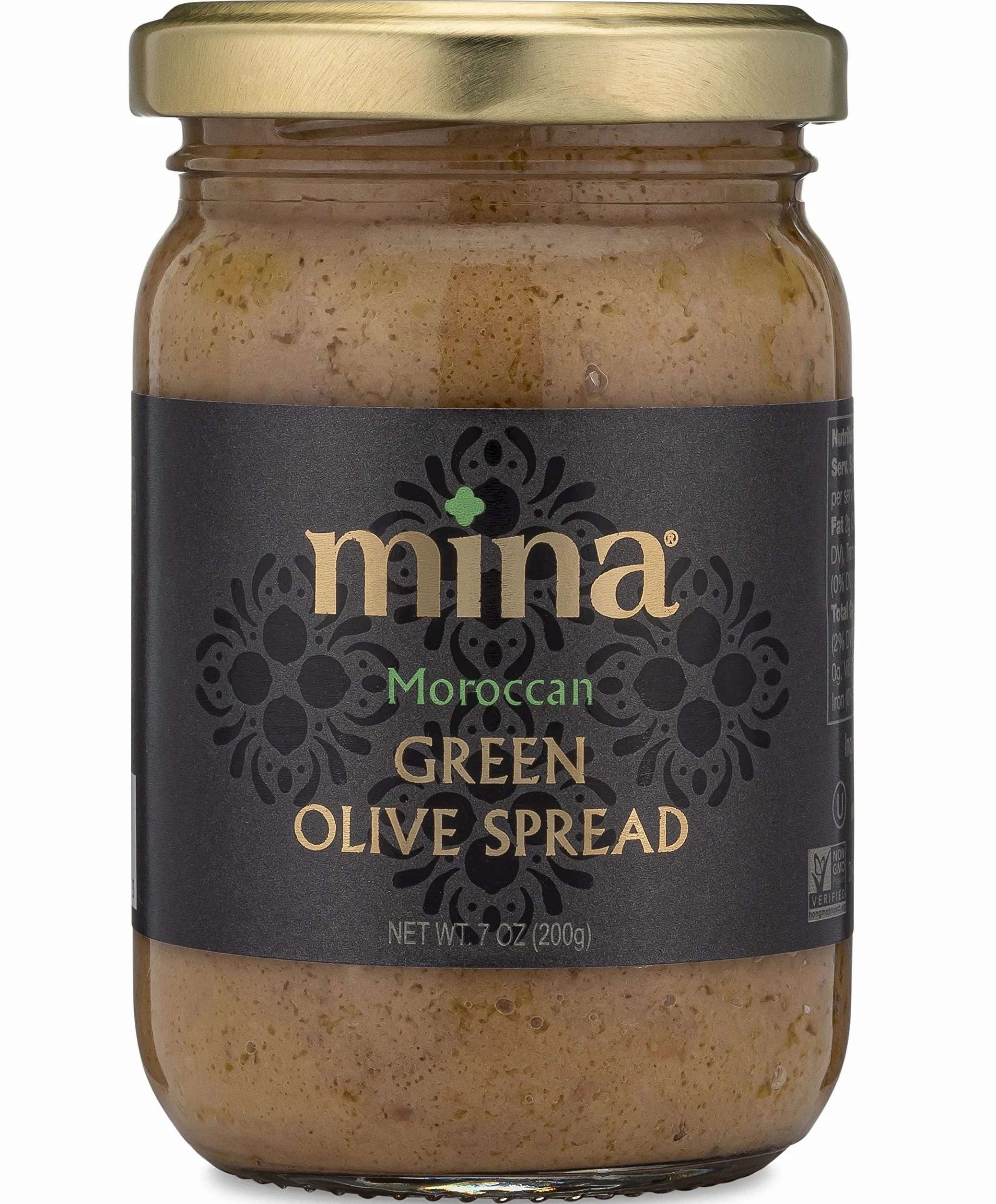 Mina Green Olive Spread, Tapenade de aceituna gourmet, 7 oz (200 g) – Crema de oliva premium hecha con aceitunas verdes marroquíes, perfecta para aperitivos, pasta, salsas y más