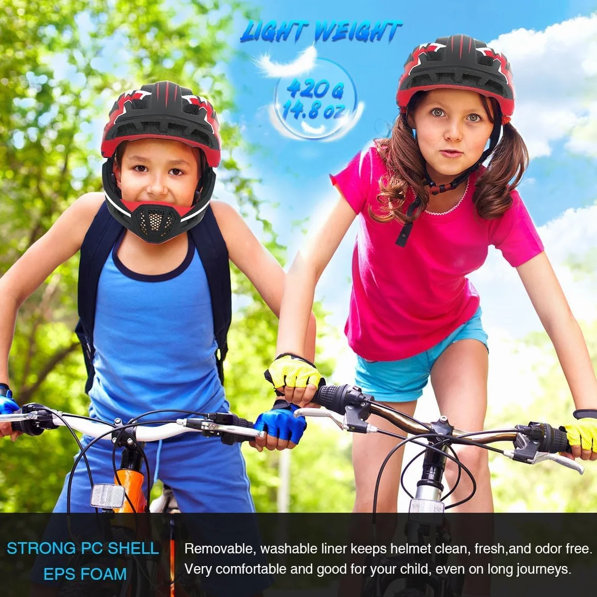 Lixada Casco Integral Niños Desmontable Casco de Seguridad Deportivo Bicicleta Ciclismo Patinaje