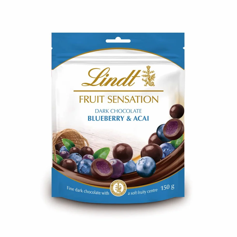 Lindt SENSATION FRUIT bolas de chocolate negro con interior de fruta, arándanos y açaí - 150 g