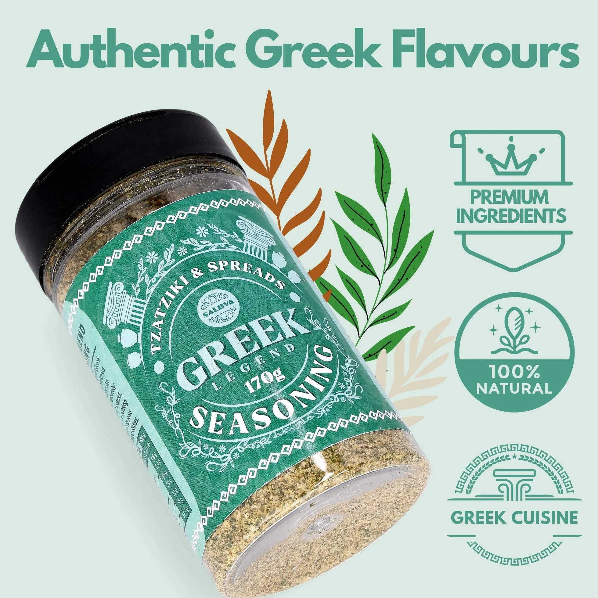 Greek Legend Tzatziki & Spreads Seasoning - Premium Greek Spice Mix - Perfect for Tzatziki, Spreads, and Sauces - Large Jar (170g)