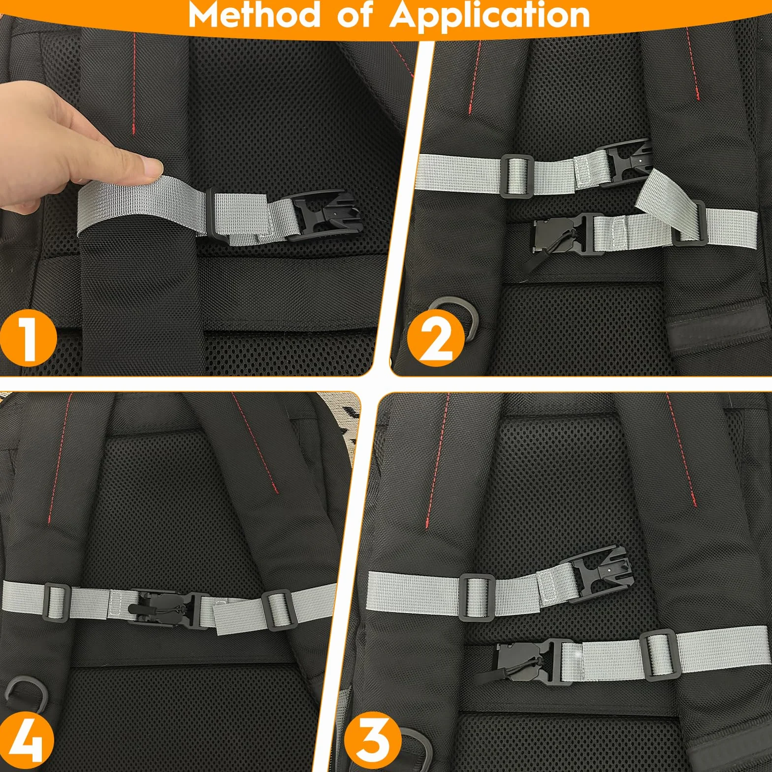 Correas ajustables para mochila antideslizantes hebilla magnética liberación rápida negro gris