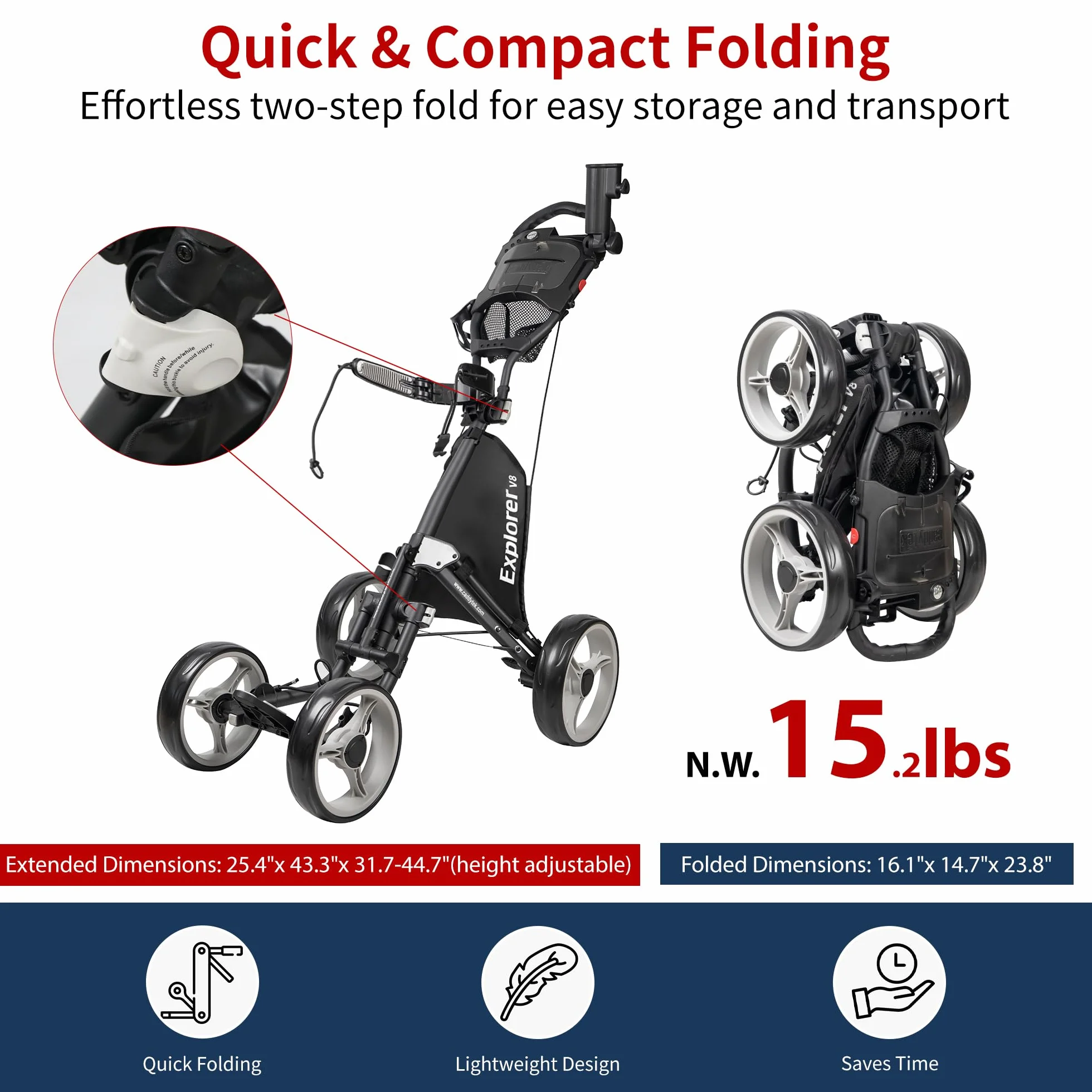 Caddytek Explorer V8 Carrito de Golf Superlite 4 Ruedas