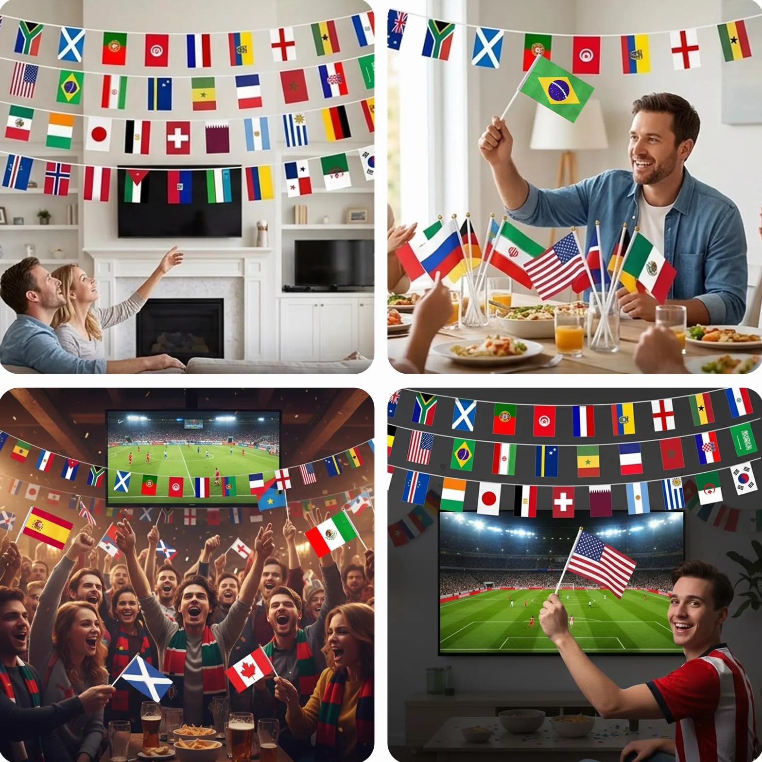 Copa del Mundo 2026 Decoración, 49 piezas, 48 banderas, Bunting 15 m, para eventos de fútbol