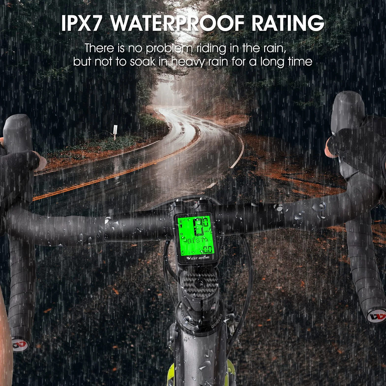 Cuenta Kilómetros Bicicleta Inalámbrico con Pantalla LCD IPX7 USB Carga Ciclocomputador