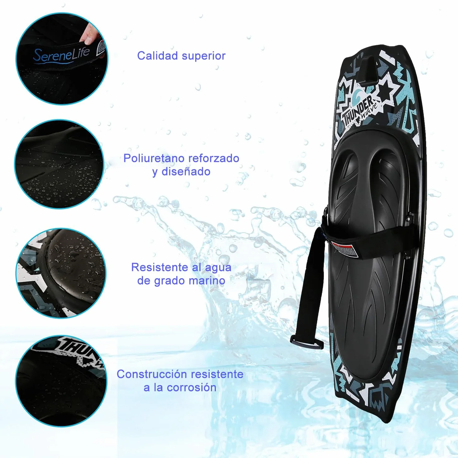 SereneLife Plancha Kneeboard Tabla Correa Ajustable Boogie Surf