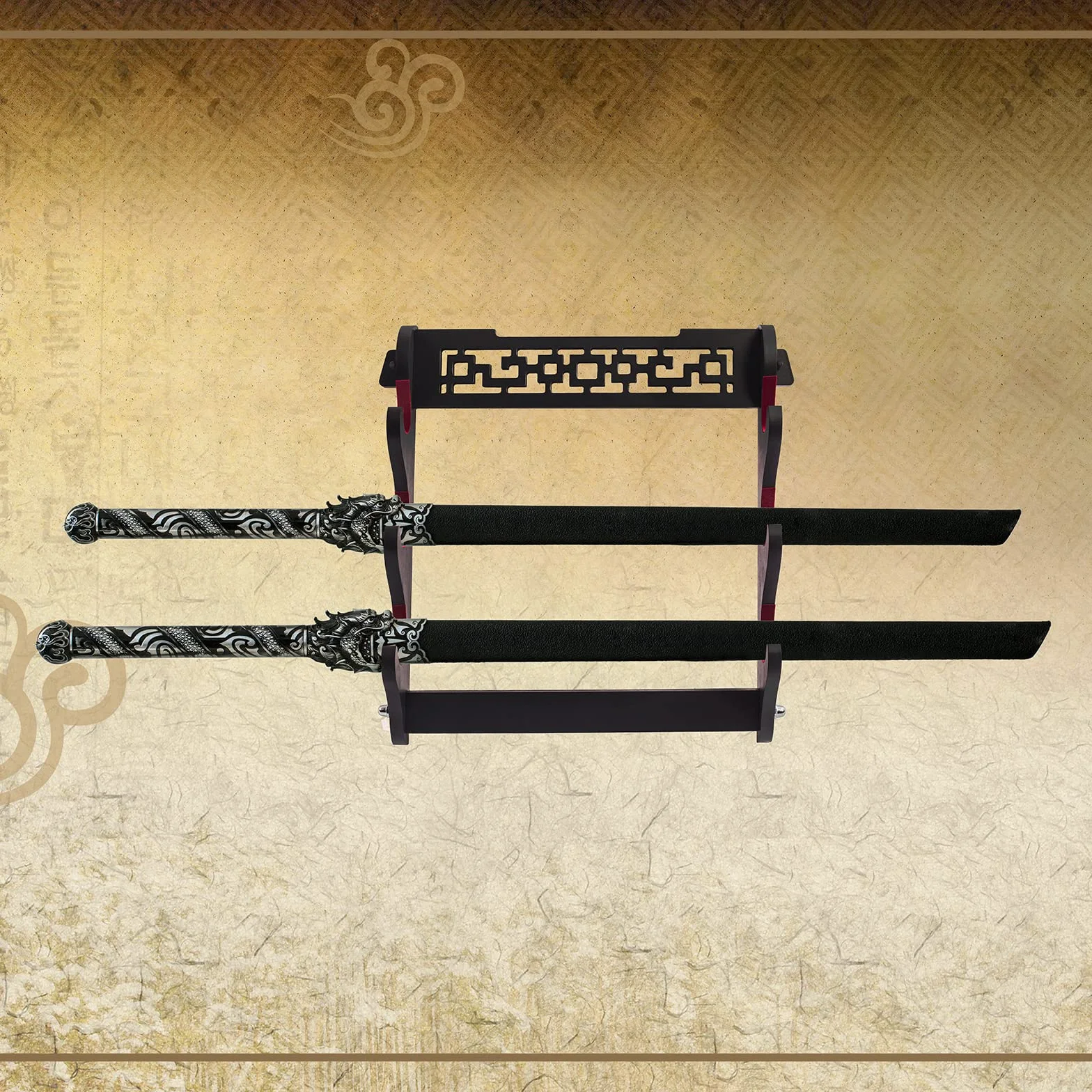 Soporte de Pared para Espada Samurai Katana Wakizashi Tanto 3 Niveles Cinco Capas