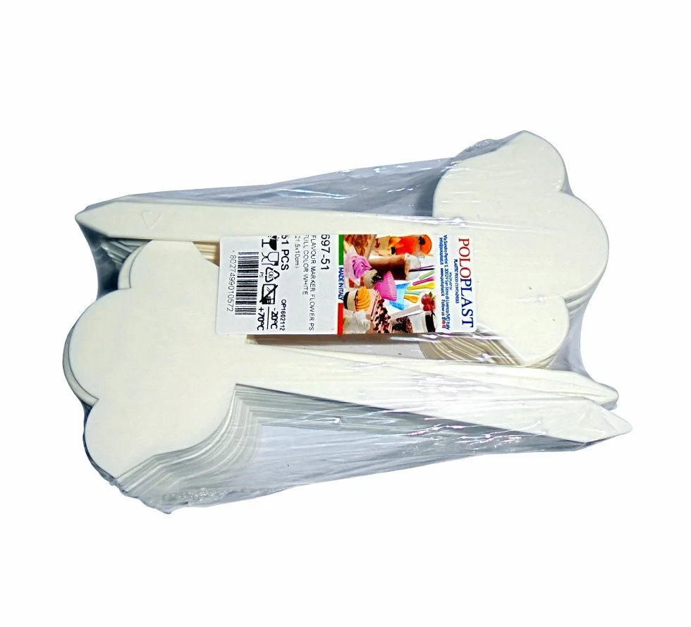 12 marcadores de sabor, de color blanco opaco, para helado