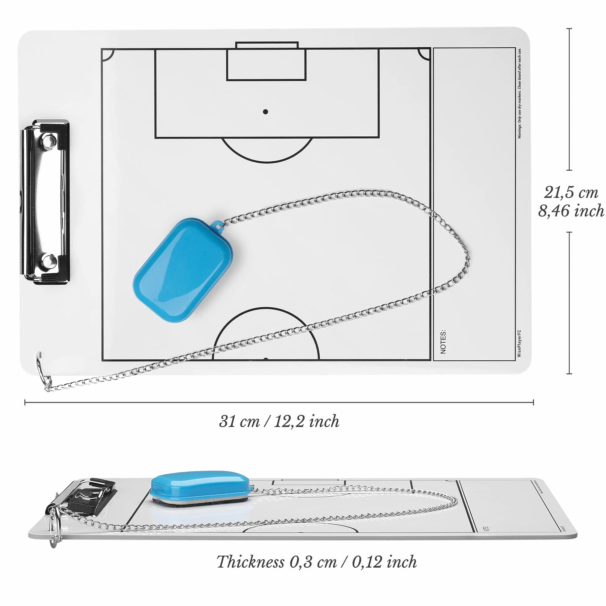 Pizarra Táctica Fútbol Reversible para Entrenadores con Silbato, Hojas y Bolsa