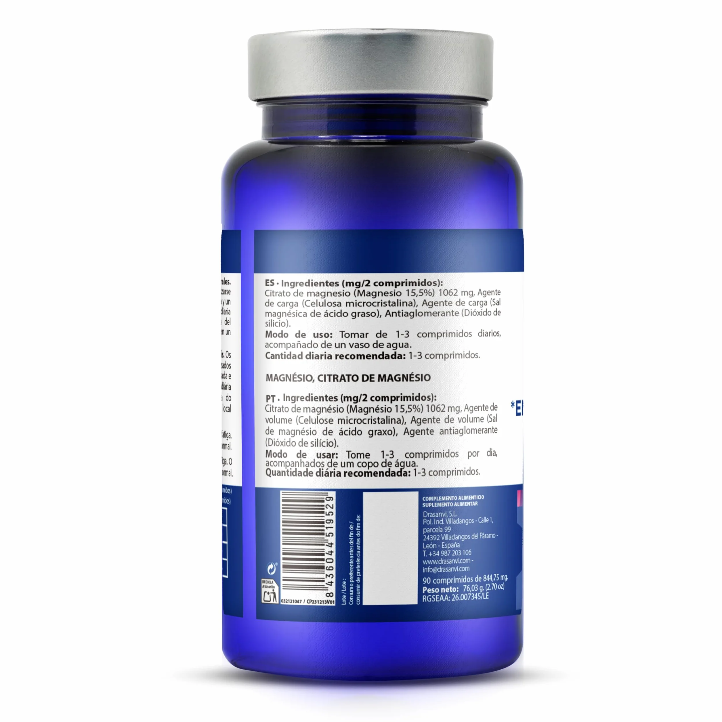 CITRATO DE MAGNESIO DRASANVI 90 comprimidos VEGANO SIN GLUTEN
