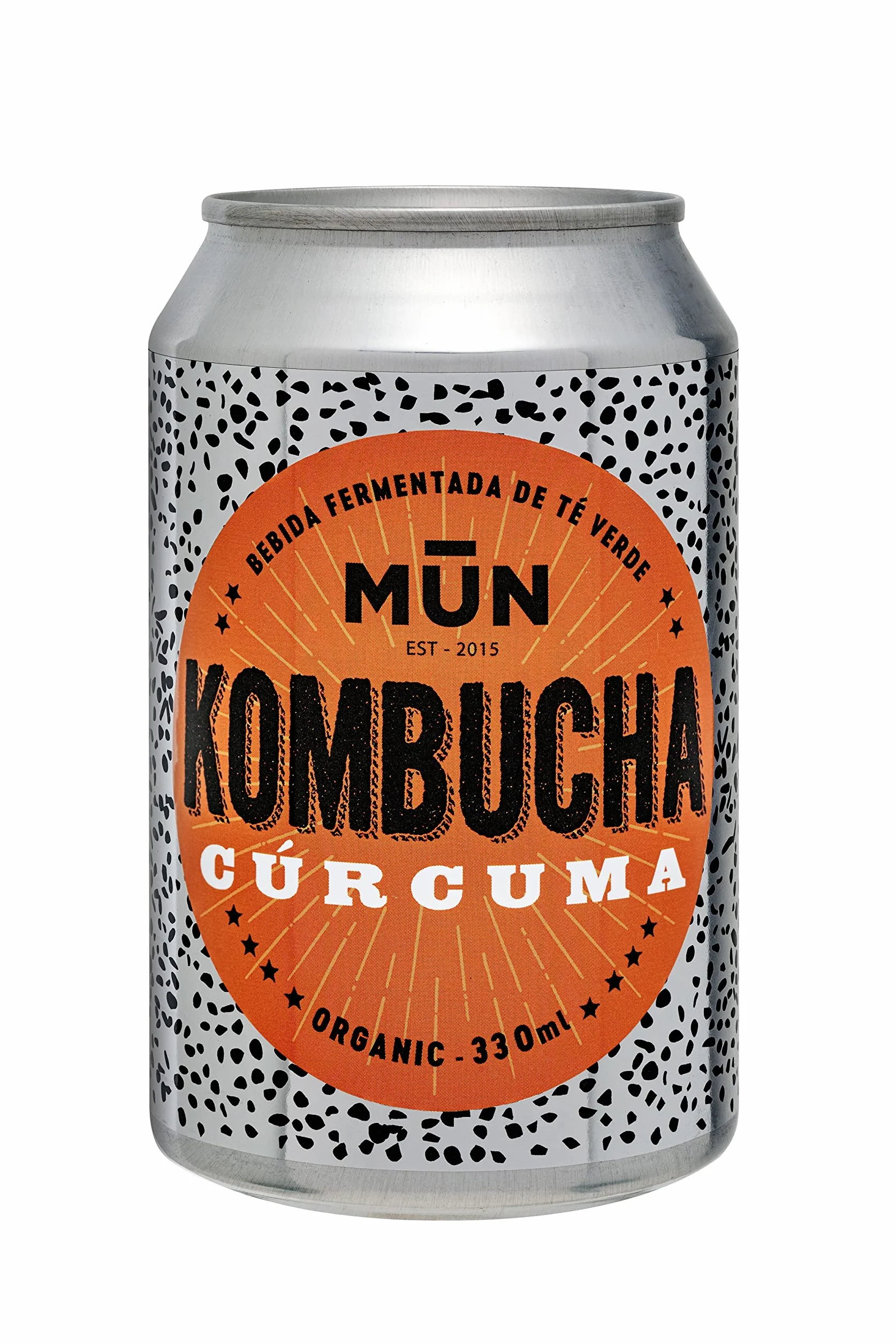 Mūn Ferments Té Kombucha Pack 12x330ml - Bebida Ecológica Con Probióticos - Té Kombucha Cúrcuma - Sin Azúcar Y Baja En Calorías - Latas Libres De BPA - Infusión Fermentada Artesanal - Libre De Gluten