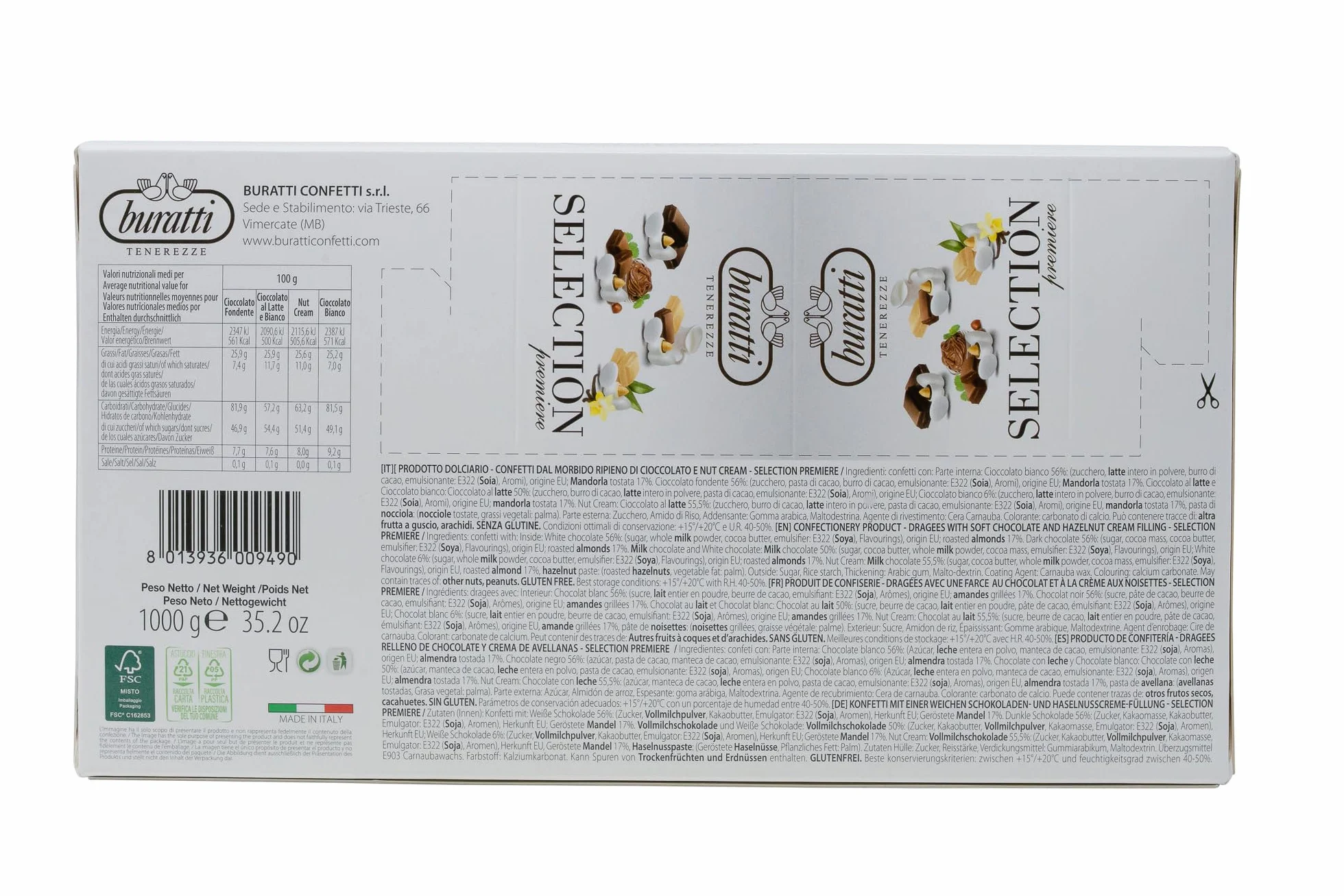 Buratti Confetti Tenerezze Selección De Almendras Recubiertas De Chocolate 1000 g