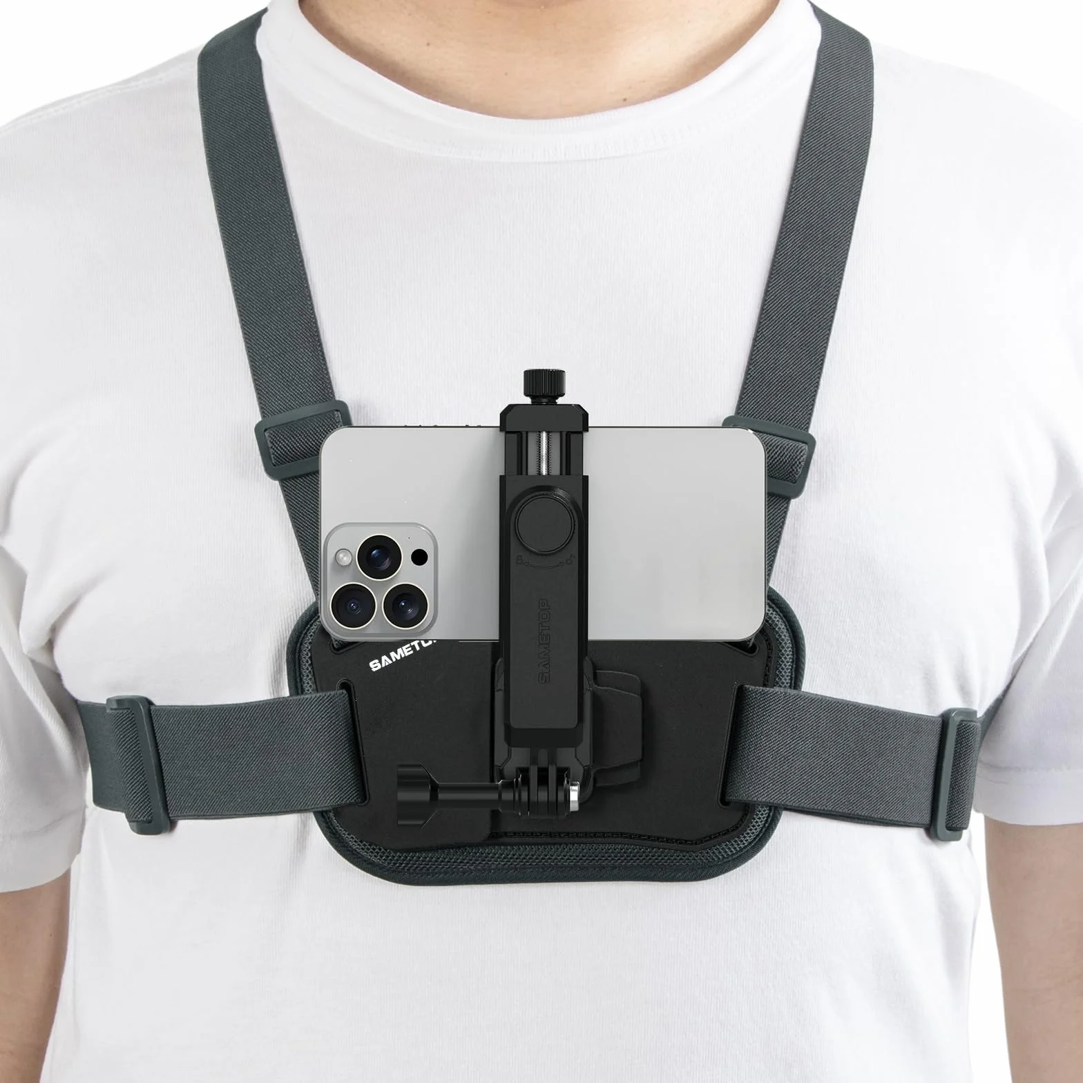 Arnés para Teléfono Móvil Pecho Soporte Correa Chest Mount Compatible iPhone Samsung GoPro 13/12/11/10/9/8 dji Osmo Cámaras Acción POV VLOG