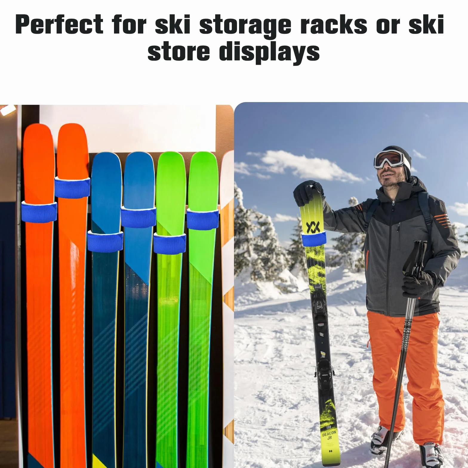 Ski Straps Correas de Esquí Ajustable con Almohadillas EVA para Transporte