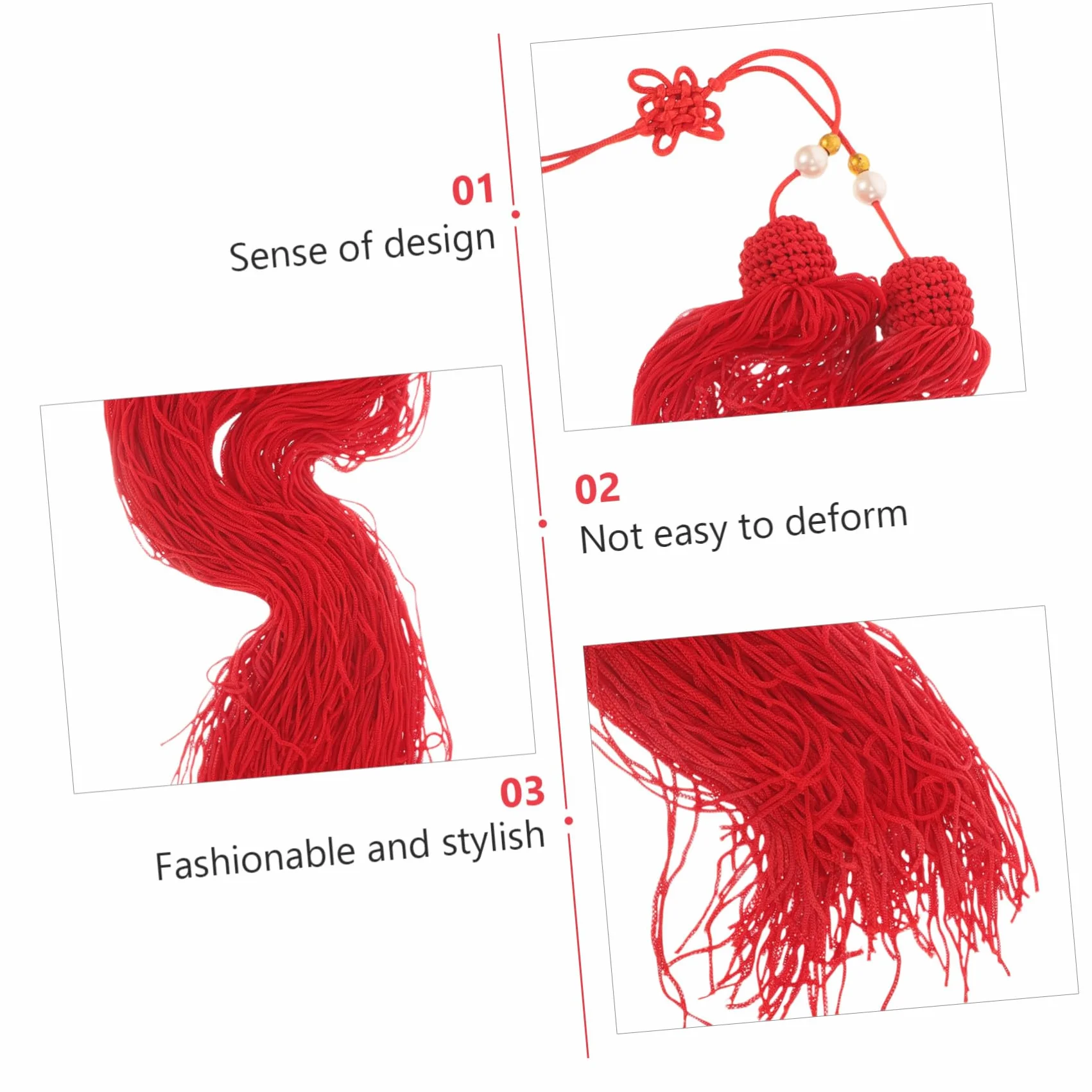 Cabilock Borla Roja de Tela para Adorno de Sable de Tai Chi, Material Seguro
