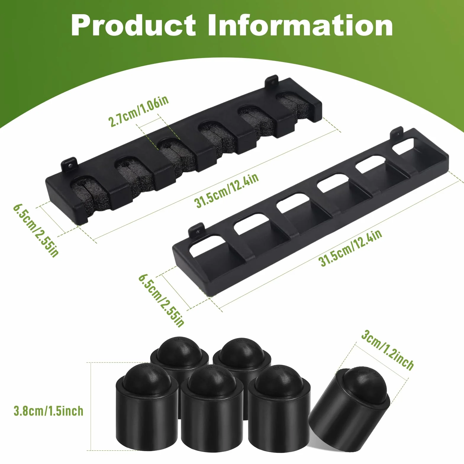 Estante Vertical y Horizontal para Cañas de Pescar, Soporte para 6 Cañas, Negro