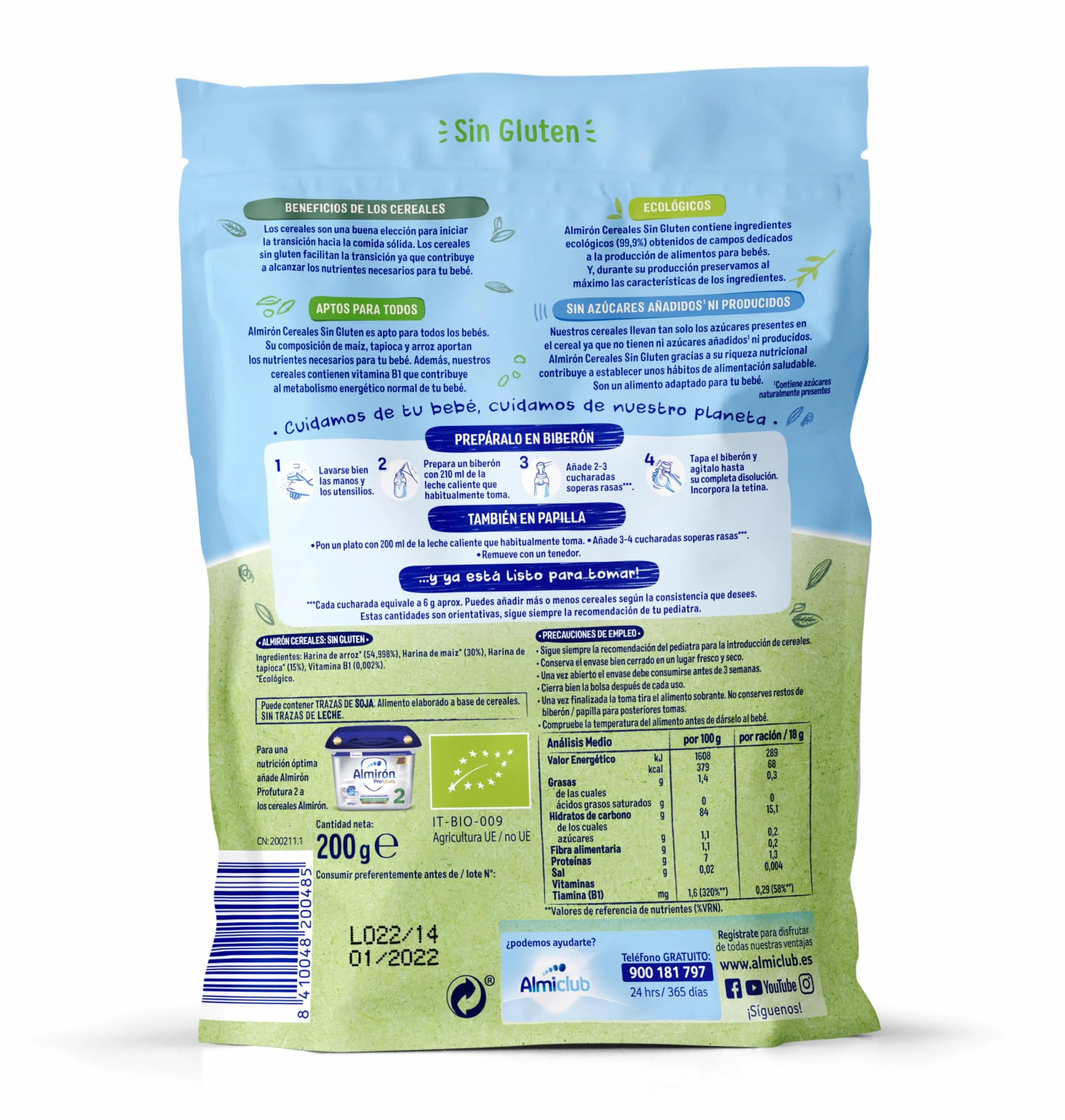 Almirón Cereales Infantiles Ecológicos Sin Gluten - Apartir de los 4 meses - 200g
