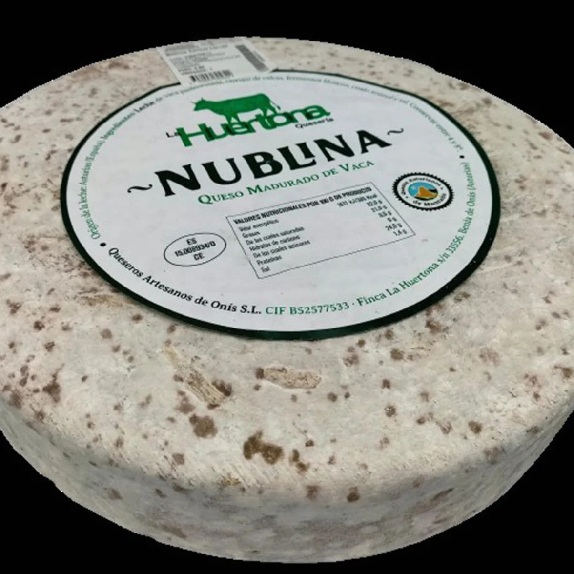 LA HUERTONA Cuña de queso Asturiano NUBLINA de leche pasteurizada de vaca 230-270 gr., Origen Asturias, Envasado al vacío