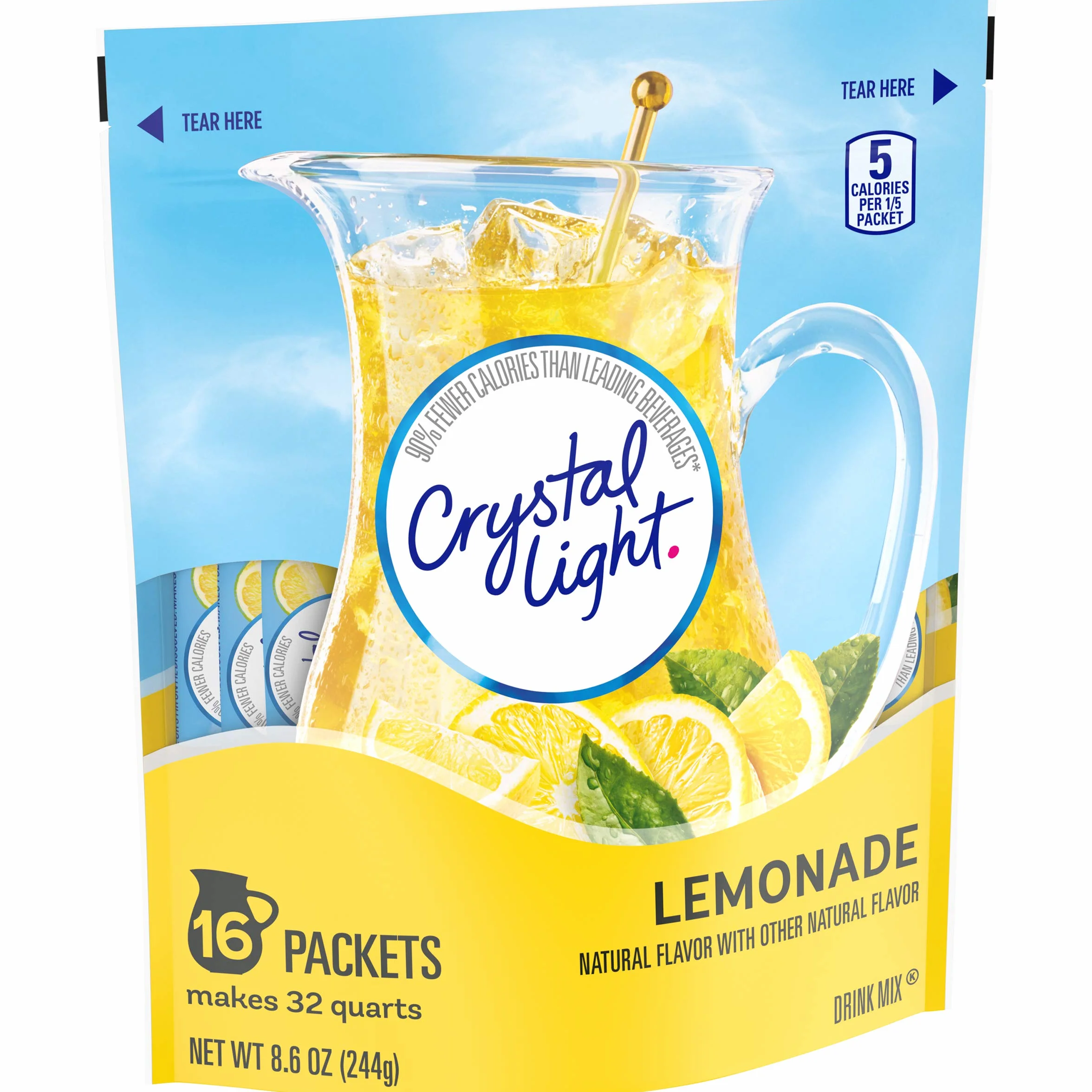Crystal Light Lemonade Sticks, Natural, 8.6 Ounce