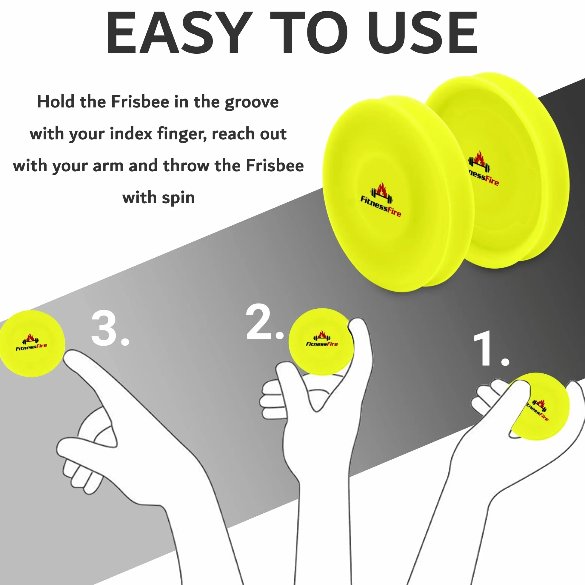 Set de 3 Mini Frisbee - Disco volador 60 metros - Amarillo