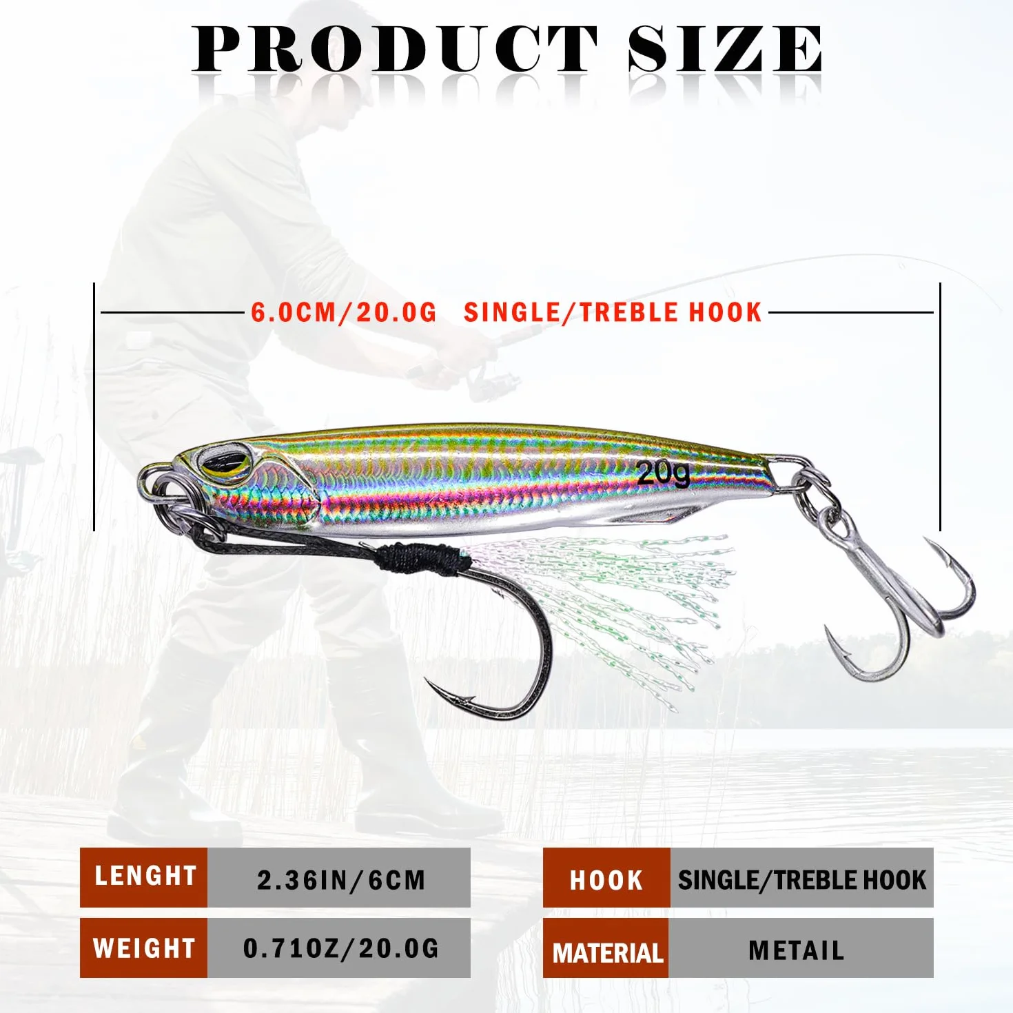 Señuelos Pesca Set Cebos Metálicos Giratorios Brillantes para Peces Depredadores Agua Dulce Salada