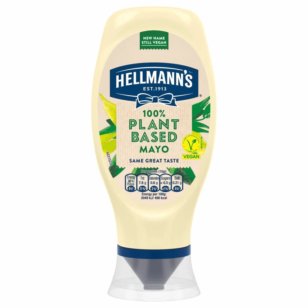 Hellmann's Mayonesa 100% vegetal, buena fuente de omega 3, mayonesa vegana de gran sabor, 430 ml