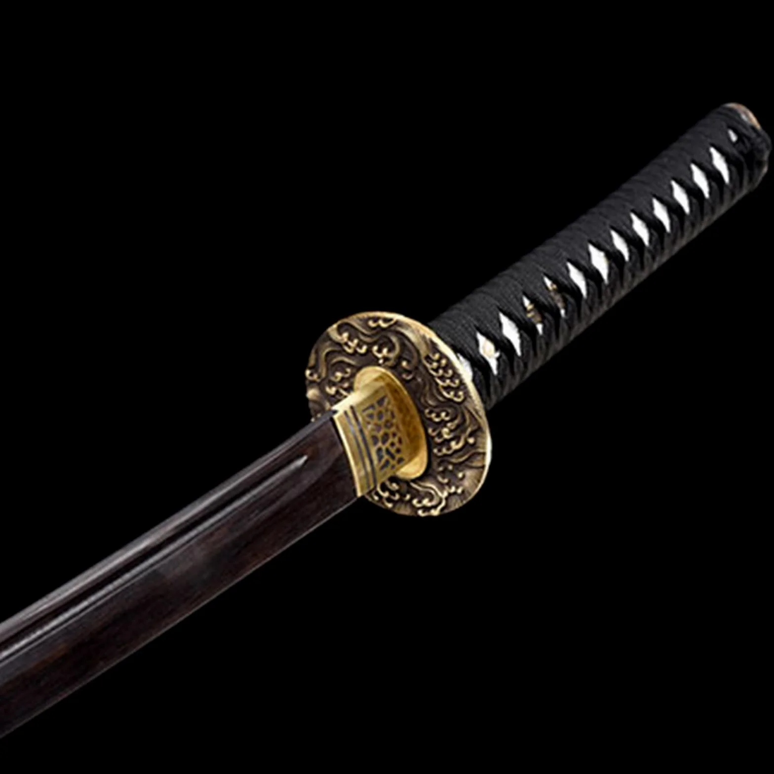 Bokken negro 103 cm hecho a mano espada samurái de ébano natural guardamanos de cobre puro katana japonesa de madera para entrenamiento