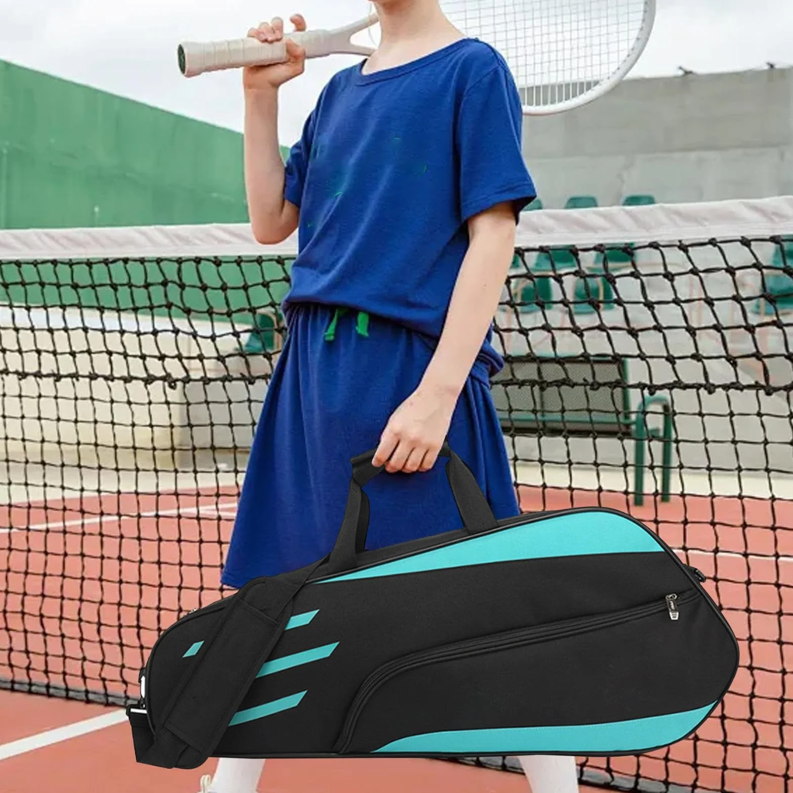 Bolsa Raqueta De Badminton 3 Case Deportiva Cubierta Hombro Protectora Grande Portavasos Resistente Agua Organizador Tenis Portátil Viaje