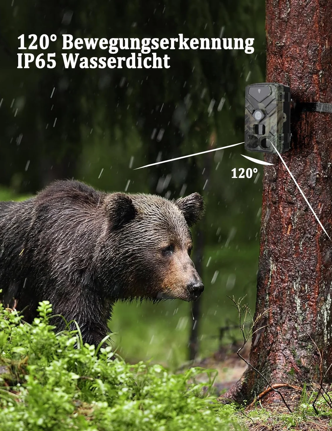 Camara Fototrampeo 50MP 4K HD, Camara de Caza Nocturna IR 850 NM, Cámaras Fototrampeo Captura Fotográfica 0,2 S, Impermeable IP65, Cámara de Caza Tarjeta de Memoria No Incluida. (HC883A)