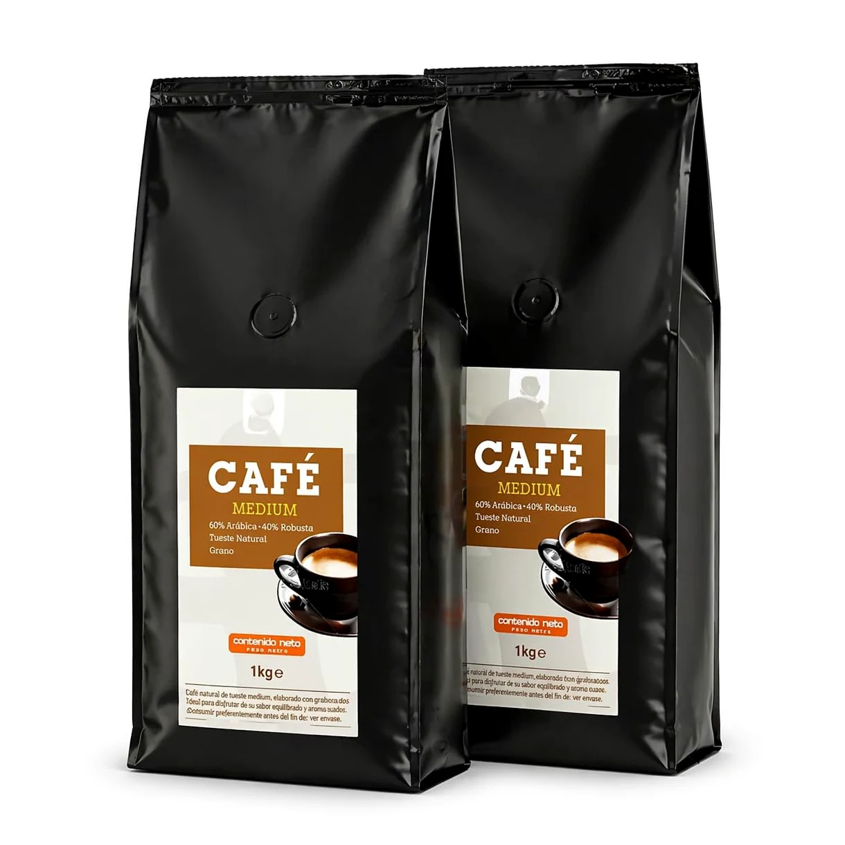 Pack 2x Café IDEAS en Grano Medium Comercio Justo 1 kg | 2 Paquetes de 1 kg (Total 2 kg) | Café de Tueste Medio | Grano Entero