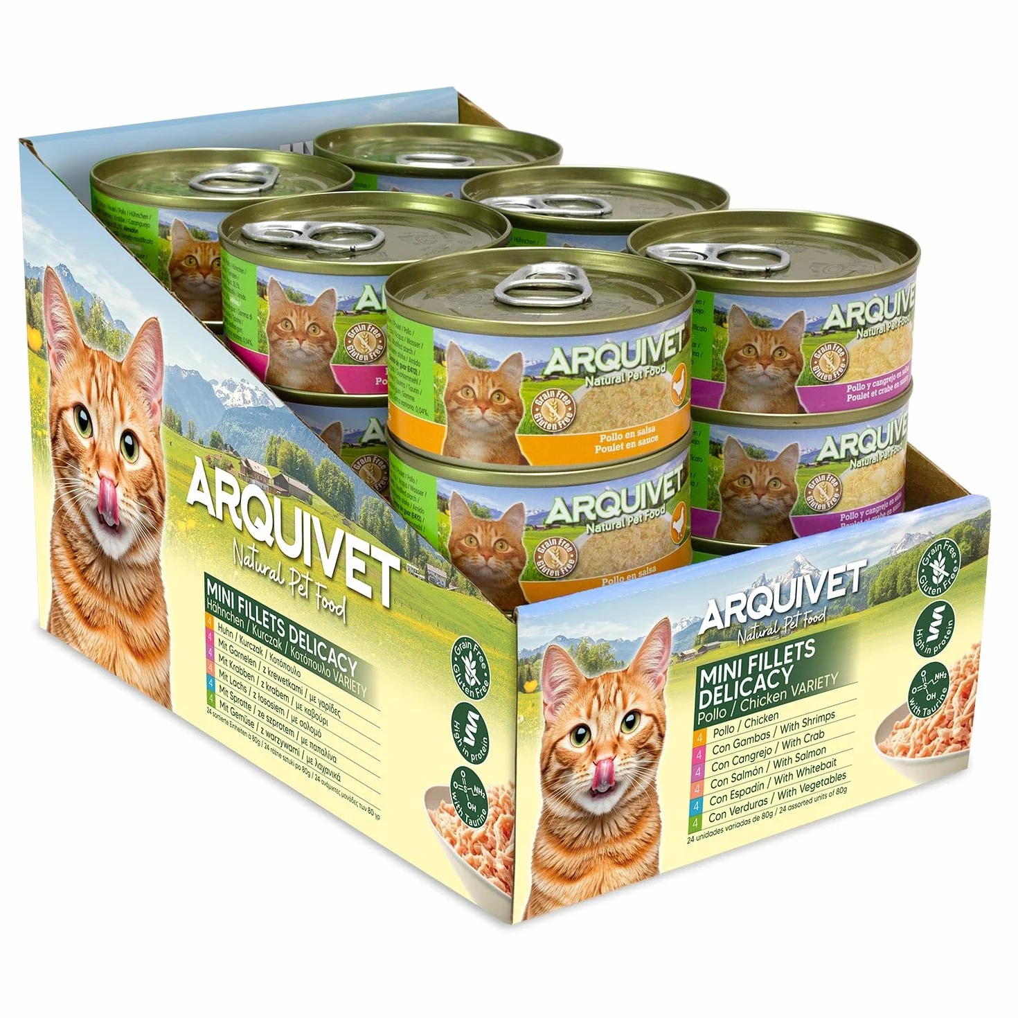 Variety Pack 24 latas de Pollo con 6 Recetas Diferentes - Chicken Mini Fillets 80g