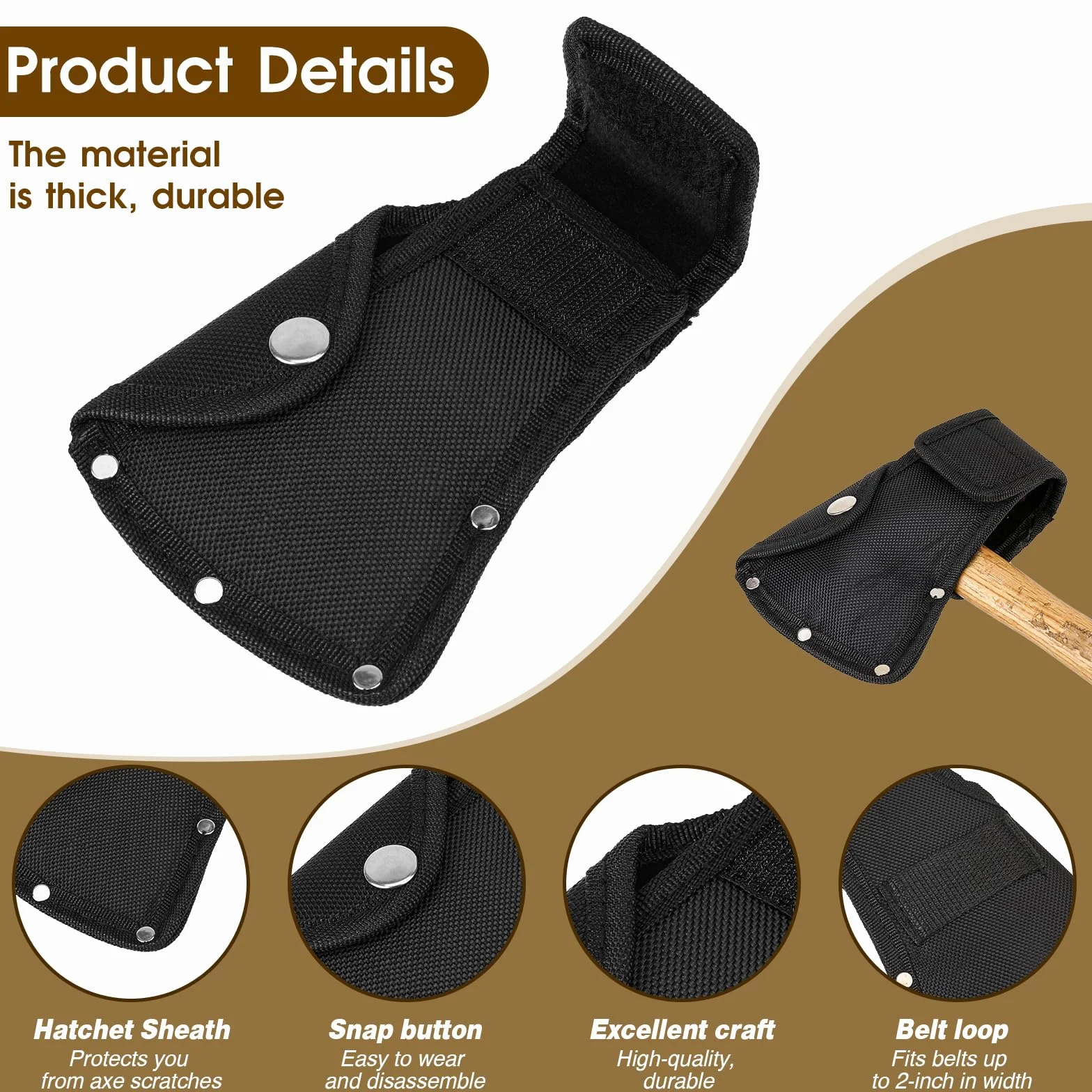 Molain Hatchet Sheath, Axe Head Cover for 1-1/4lb Axe, Double Snap Hatchet Blade Protector