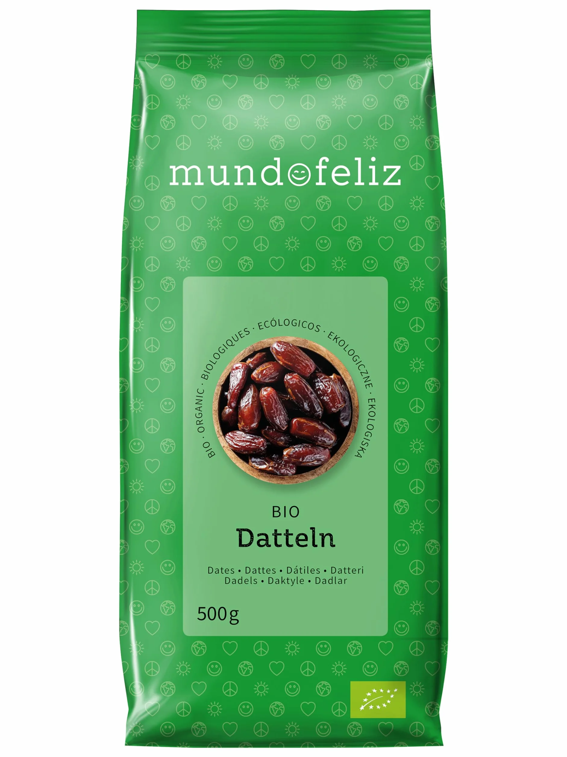 Mundo Feliz - Dátiles ecológicos secos sin hueso, 2 bolsas de 500 g
