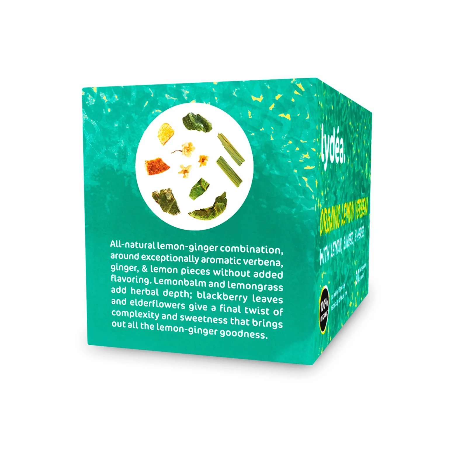 lydéa Lydea - Té de hierbas orgánicas, verbena de limón con limón, jengibre y hierbas, 60 pirámides, paquete de 3 [3 x 20 pirámides]