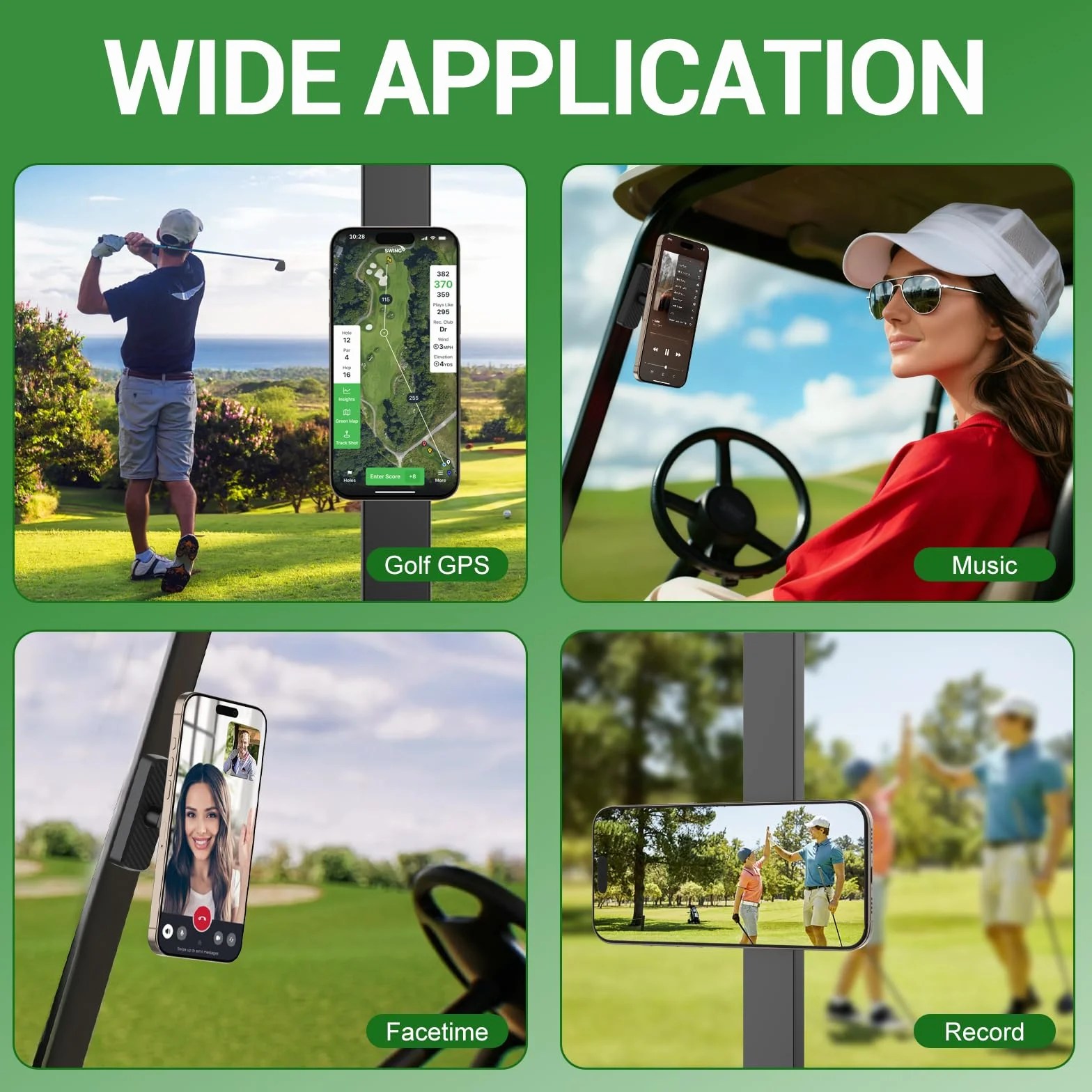 Soporte Magnético para Teléfono Móvil de Carrito de Golf, Accesorios para Gym (Negro)