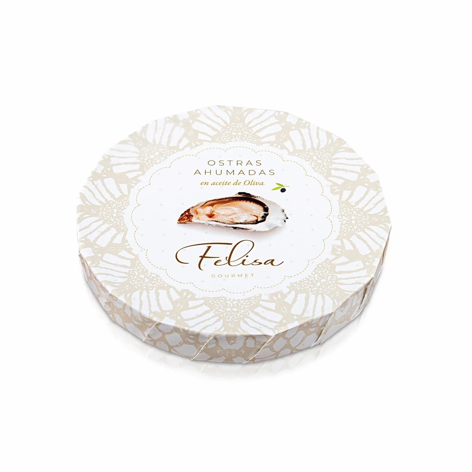 Ostras ahumadas en aceite de oliva Felisa gourmet. PEso neto del producto 110gr. ahumadas con humo de haya y conservadas e aceite de oliva