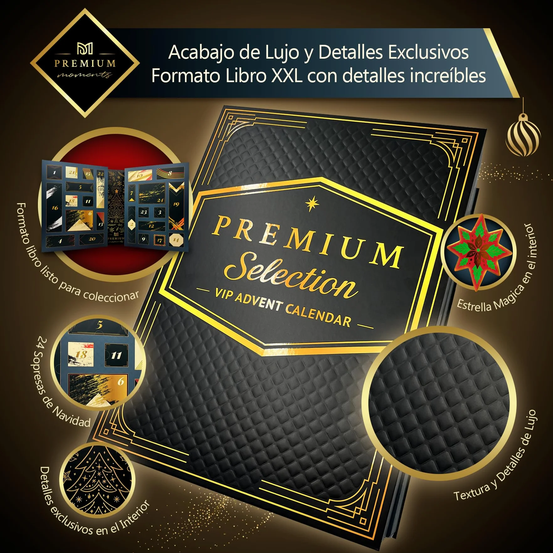 Calendario de Adviento Premium Moments 2025 Edición Lujo XXL 24 Delicias Ferrero Rocher Raffaello Caja Roja Chocolate Dubai 640 g
