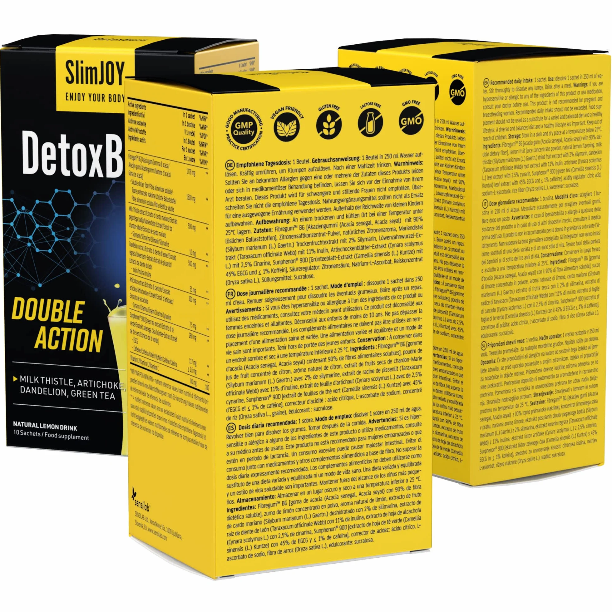 Detox - Bebida de Cardo Mariano, Alcachofa, Diente de Leon y Te Verde - 30 Sobres para 30 Días - Con E-Libro Gratuito - DetoxBurn Doble Acción, Sensilab Slimmium