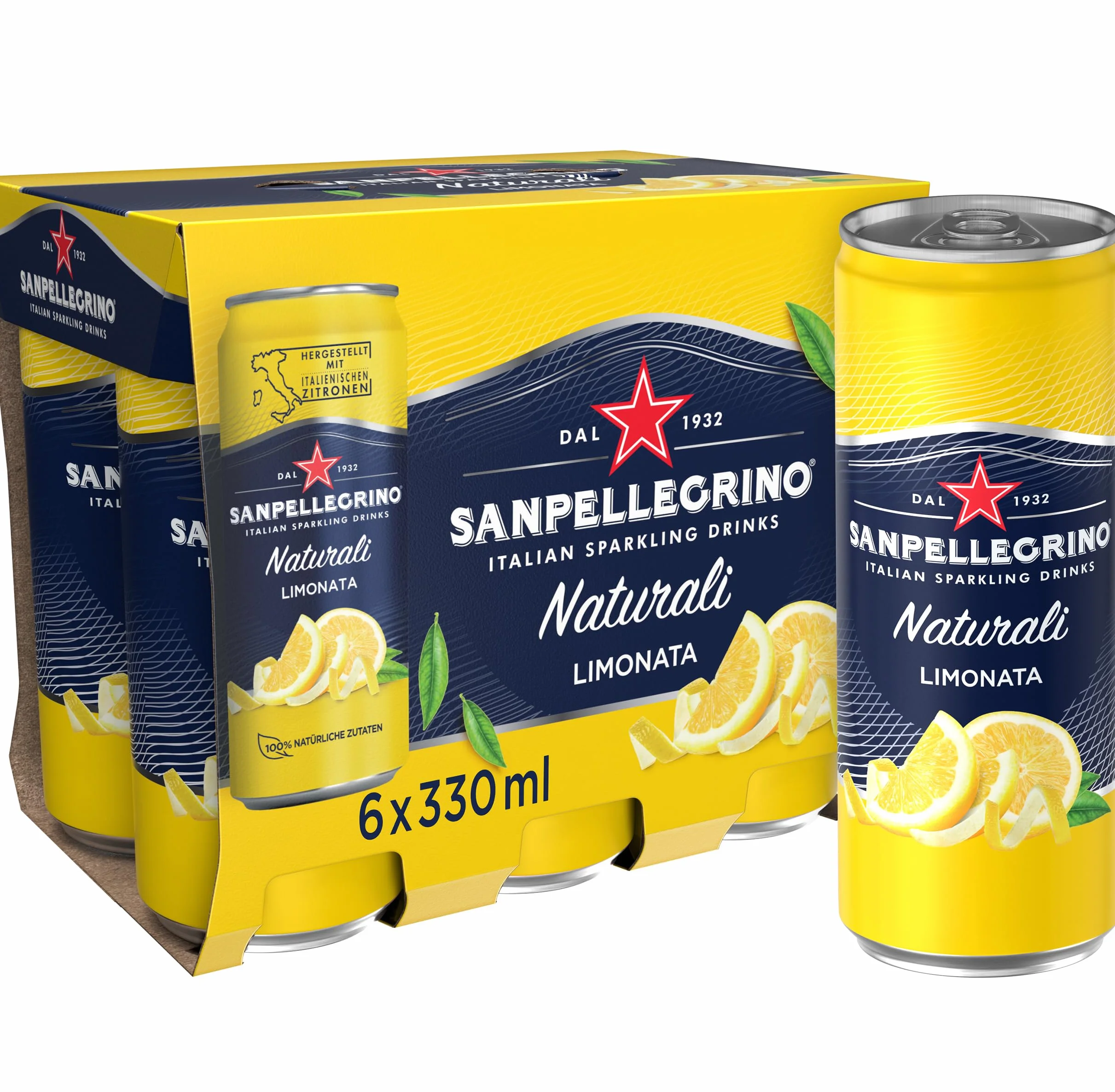 San Pellegrino Refresco Naturali Limón, Pack 6 Latas de 33cl