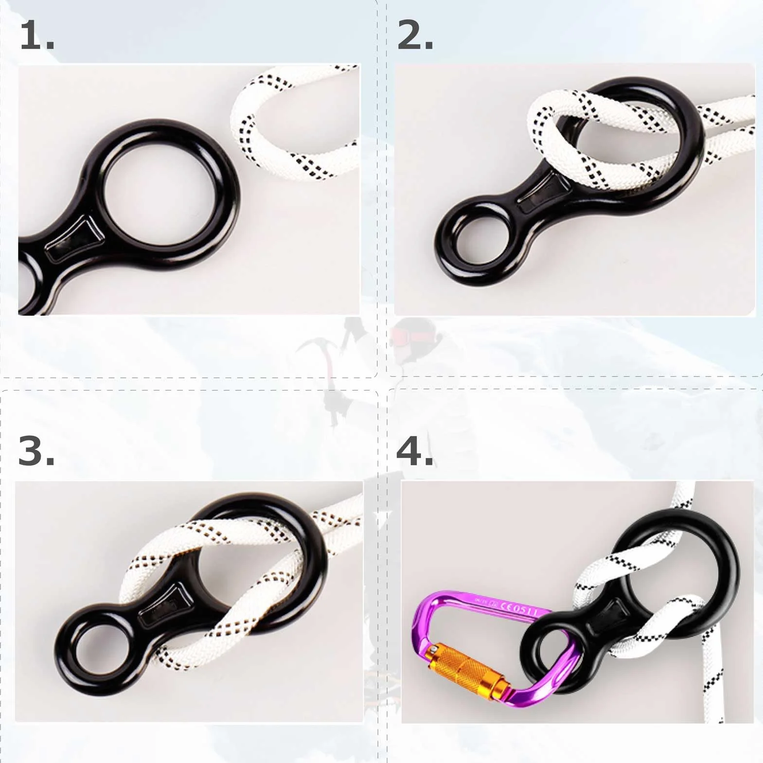 Azarxis Descensor Escalada 35KN Figura 8 Anillo de Rappel Mosquetón Aluminio Montañismo