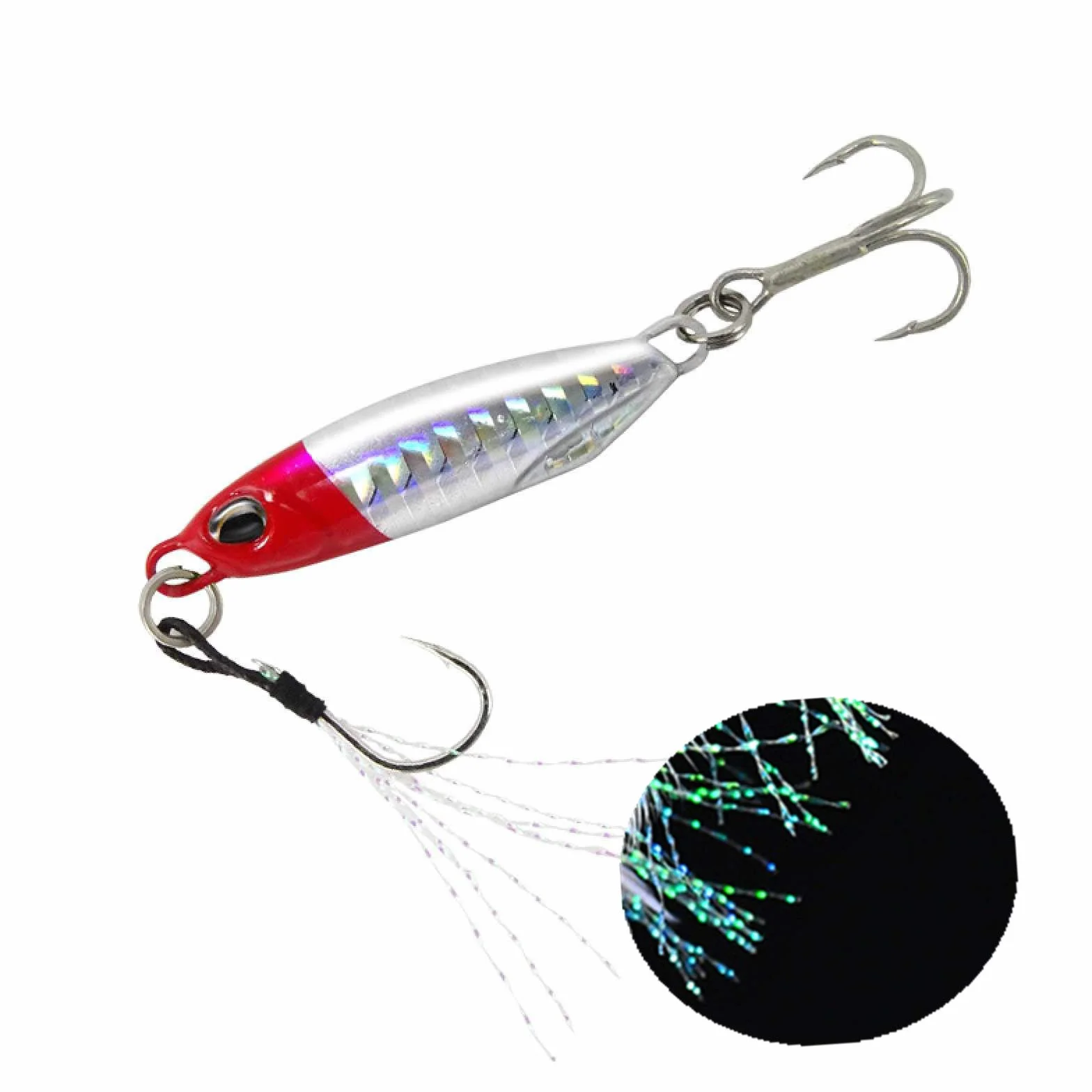 Señuelos De Pesca De Metal 7 Piezas Jigging Hundimiento Lento con Ganchos De Plumas Agua Salada Dulce
