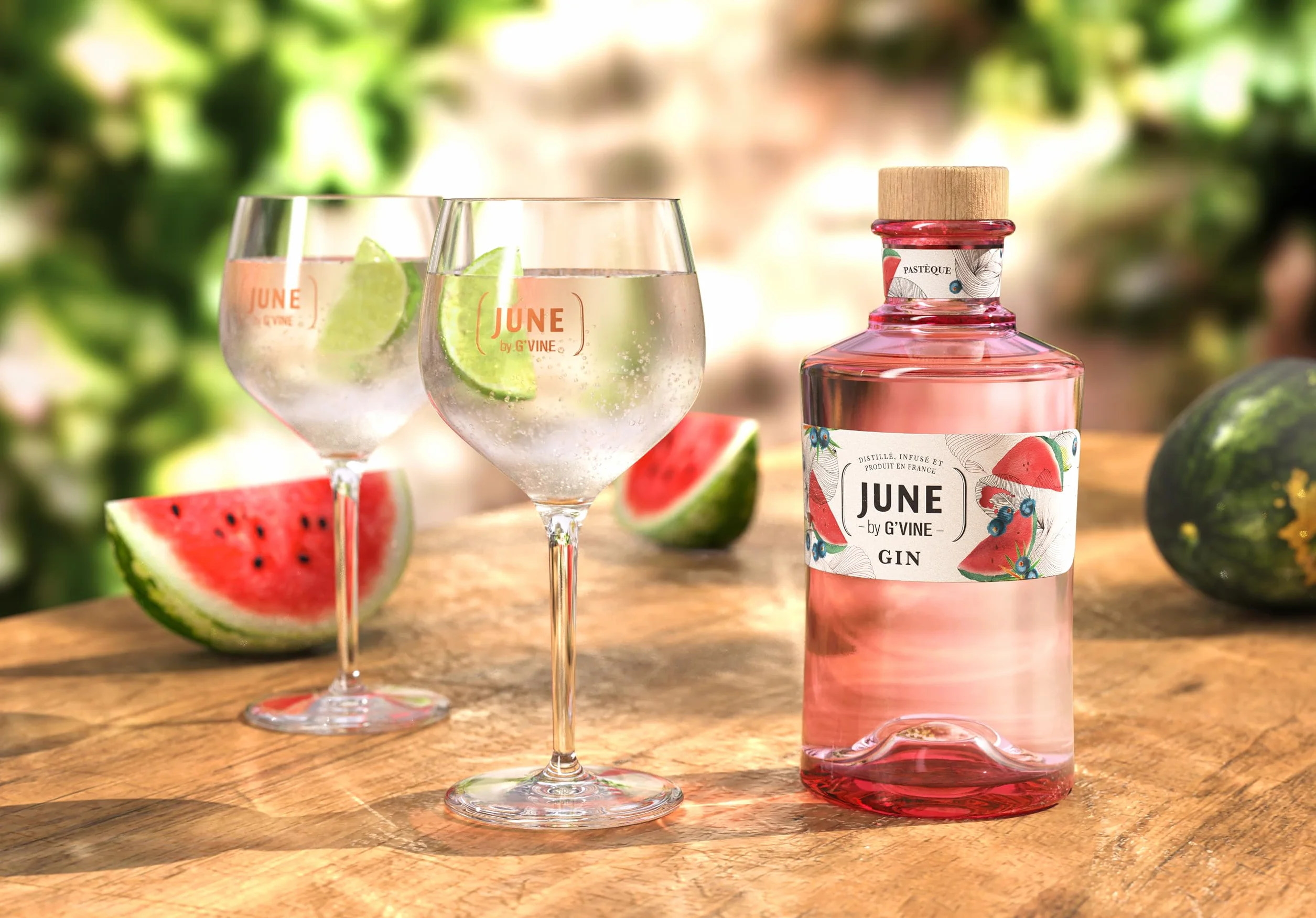 June by G-Vine Ginebra Sandía 70 cl – Gin Premium Floral y Sedosa - Elaborada con Uva y Fruta Natural – Ideal para Gin Tonic y Cócteles - 37,5% Vol