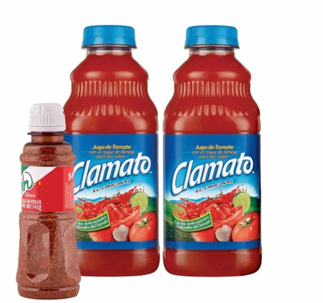 Clamato Botellas de Jugo de Tomate Motz Pack de 2 x 945ml + Condimento Mexicano Clasico con Limón Tajín 142g - Pack Promoo