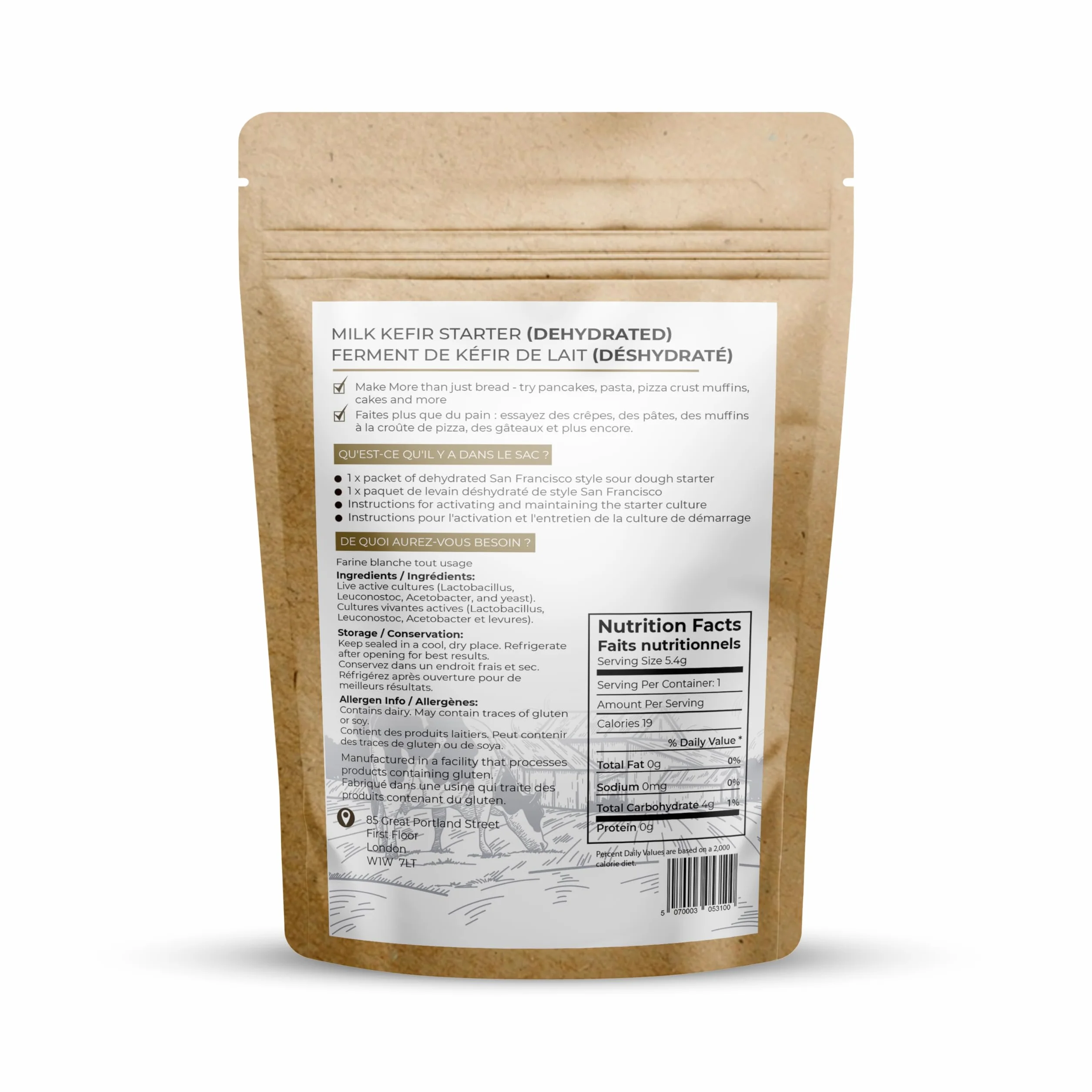 Granos de Kéfir de Leche 15g Cultivo de Inicio Deshidratado