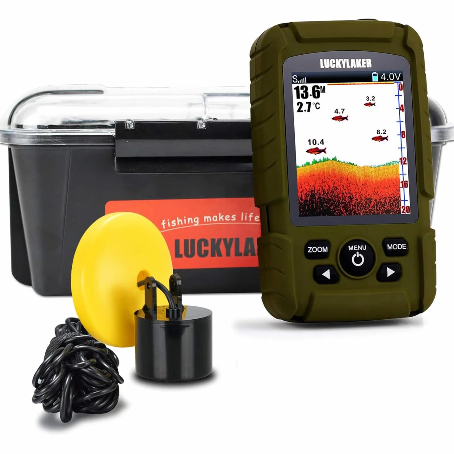 LUCKY Portátil Buscador de Pesca Sonar Impermeable LCD Pantalla Sonda de Pesca Kayak