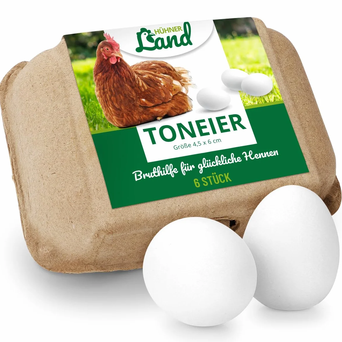 HÜHNER Land Huevos de arcilla para gallinas, 6 unidades – ayuda para incubar, realistas