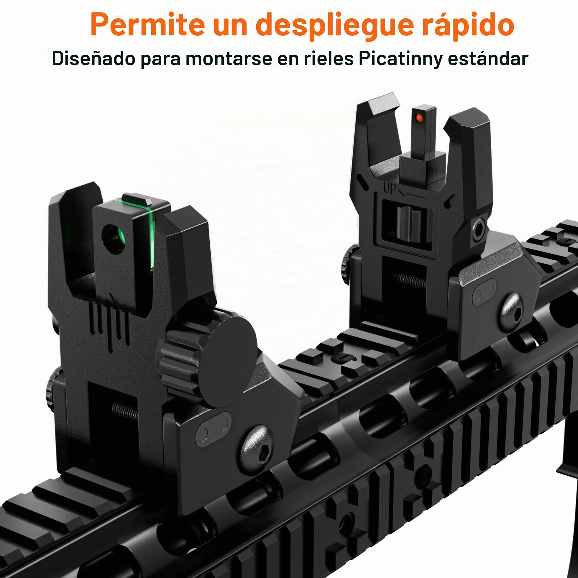 Miras de fibra óptica abatibles delanteras y traseras de nailon rojo verde ajustable sin herramientas