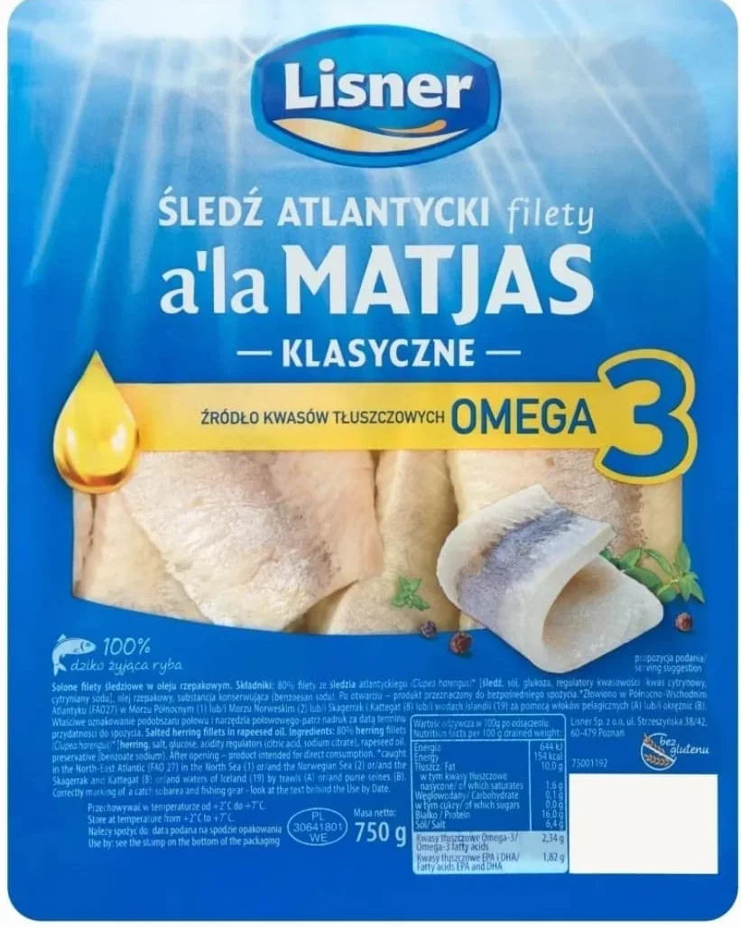 220 G FILETE DE ARENQUE EN ACEITE CLASIC A LA MATJAS LISNER - CAJA DE 12 UND