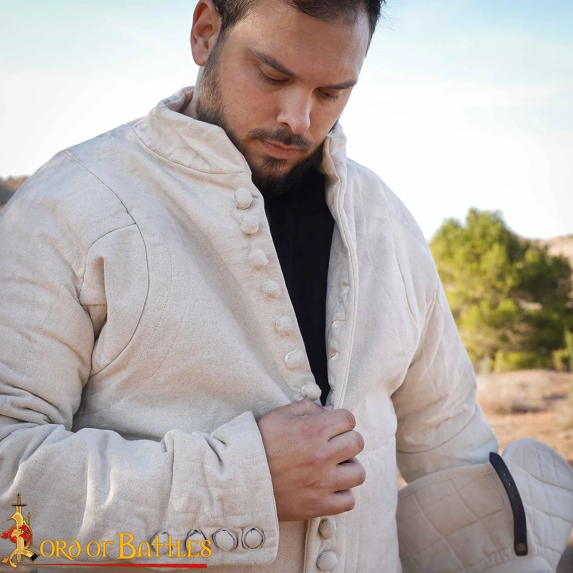 Medieval Gambeson Real Armor Abrigo acolchado grueso lona algodón tres capas