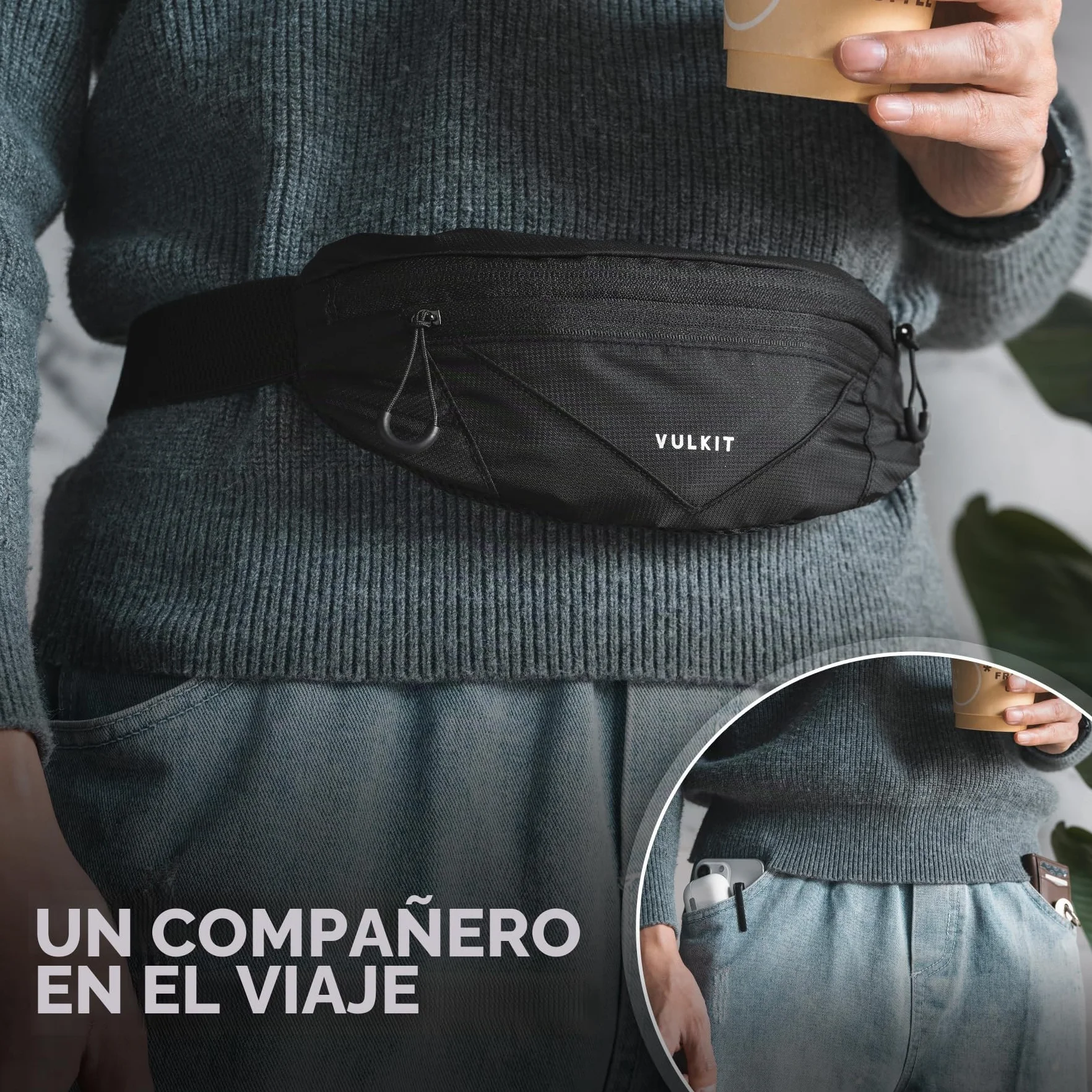 VULKIT Riñonera Impermeable para Correr con Hebilla Ajustable para Teléfonos 7 Pulgadas